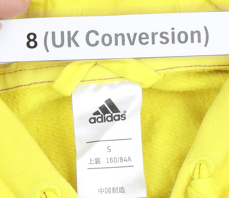Adidas Womens Yellow Full Zip Hoodie Size 8 UK Sports Graphic
