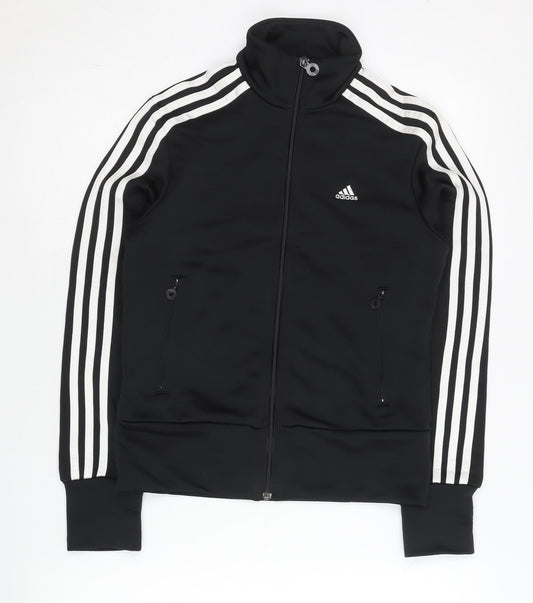 Adidas Womens Black Size 8 Track Jacket Full Zip Slim Fit Sportswear