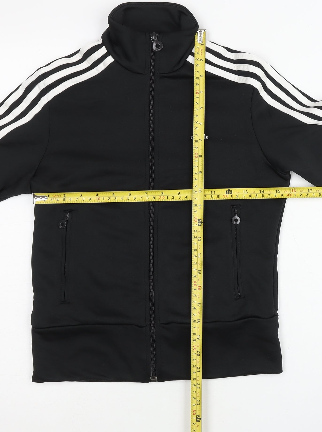 Adidas Womens Black Size 8 Track Jacket Full Zip Slim Fit Sportswear