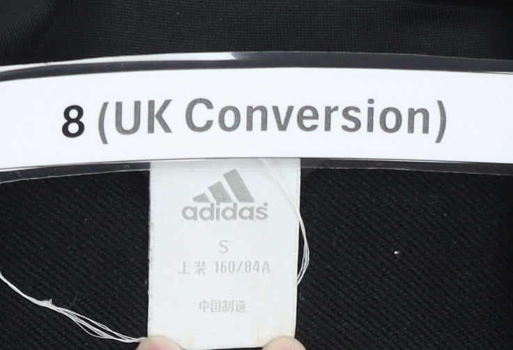 Adidas Womens Black Size 8 Track Jacket Full Zip Slim Fit Sportswear