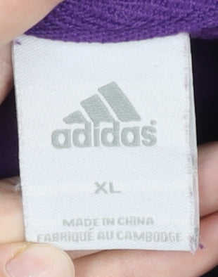 Adidas Women’s Purple Full Zip Hoodie XL Cotton Blend Sportswear
