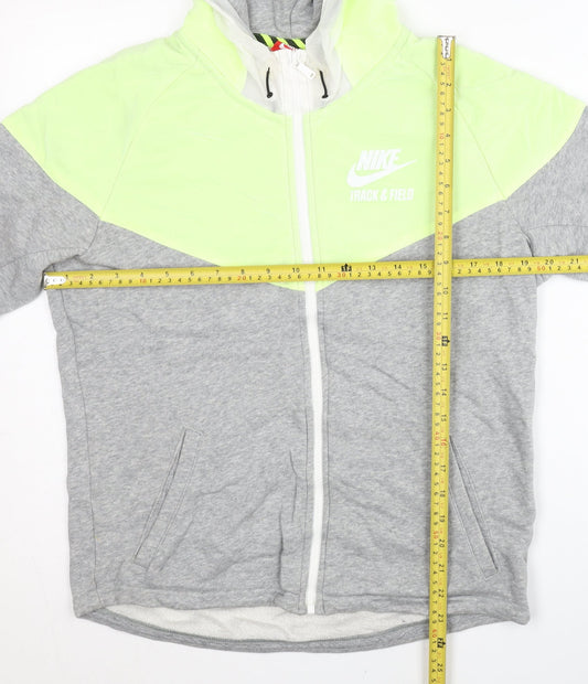 Nike Women’s Grey Green Track Jacket L Hooded Full Zip Sportswear