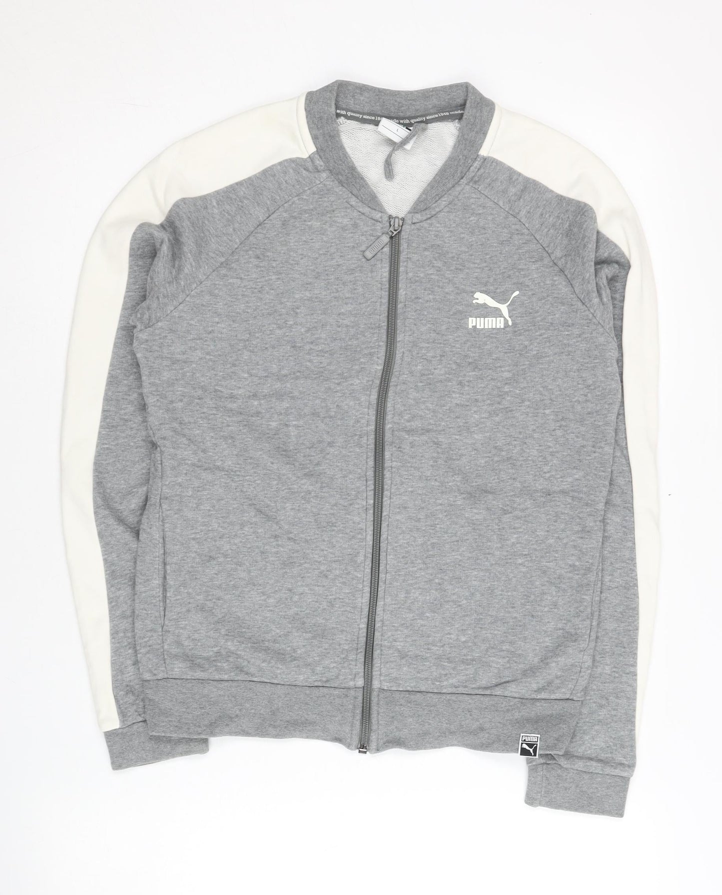 Puma Womens Grey Track Jacket Size L Full Zip Sports Top