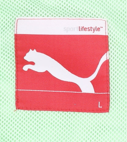 Puma Womens Green L Windbreaker Jacket Hooded Lightweight Nylon