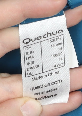 Quechua Unisex Kids Blue 14 Years Hooded Rain Coat Jacket Outdoor Hiking