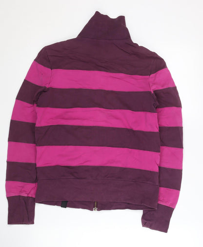 Kappa Womens Purple Pink Striped Track Jacket UK 12 Zip Long Sleeve