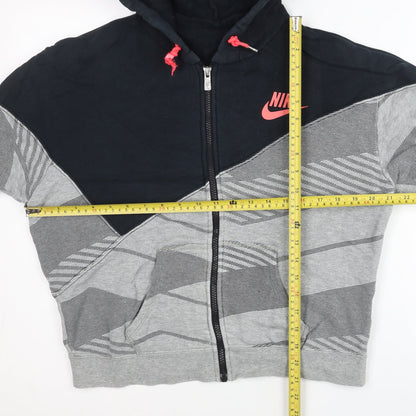 Nike Womens Grey & Black Full Zip Hoodie Size 12 UK Cotton