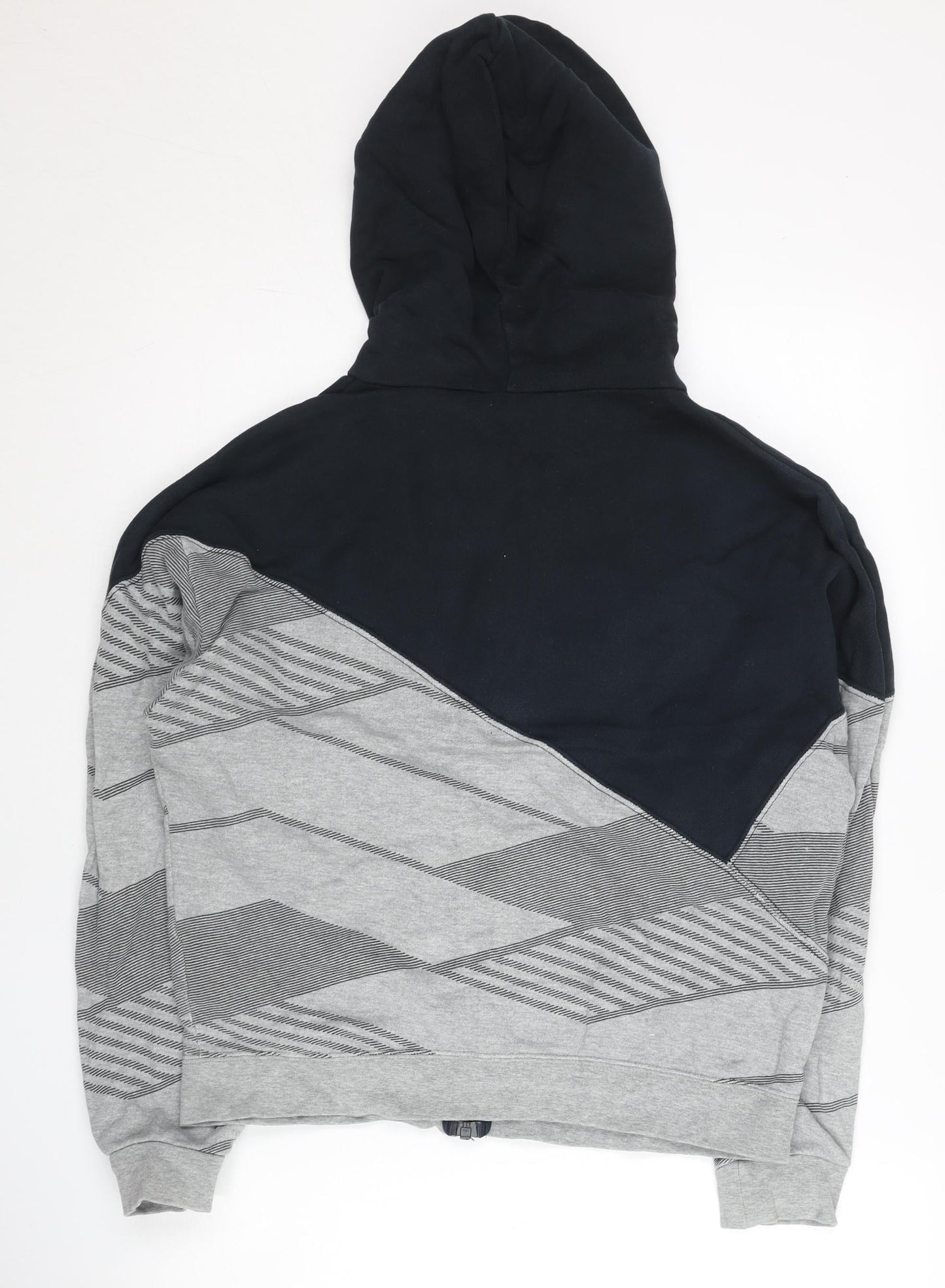 Nike Womens Grey & Black Full Zip Hoodie Size 12 UK Cotton