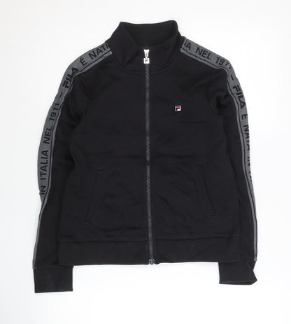 Fila Women Black Size 6 Track Jacket Full Zip Sportswear