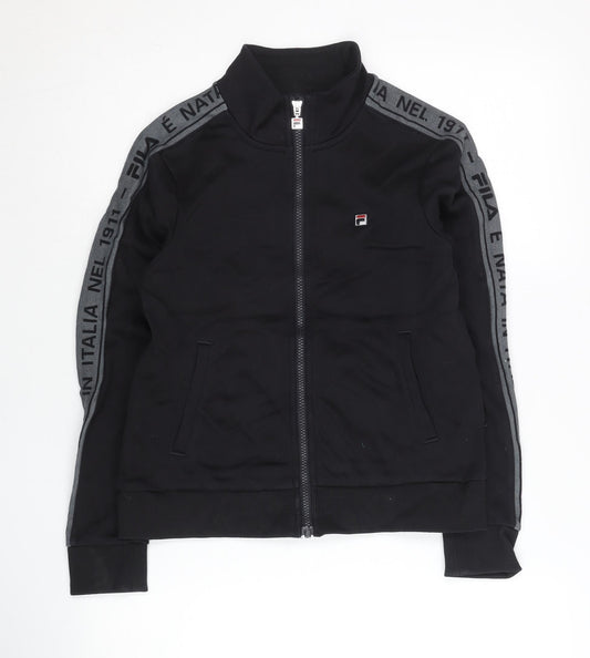 Fila Women Black Size 6 Track Jacket Full Zip Sportswear