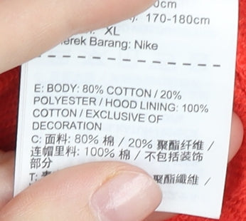 Nike Women Red XL Full Zip Hoodie Sweatshirt Regular Fit