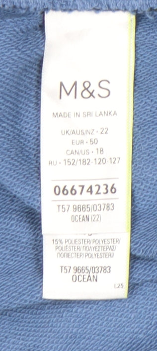 Marks and Spencer Women’s Blue Size 22 Sweat Shorts Cotton Blend