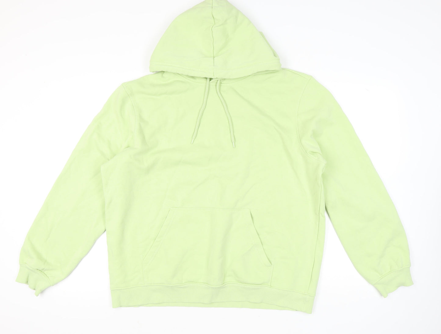 H&M Unisex Green XL Relaxed Fit Pullover Hoodie Cotton Blend