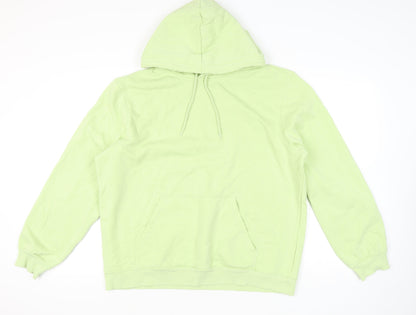 H&M Unisex Green XL Relaxed Fit Pullover Hoodie Cotton Blend