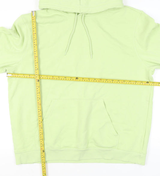H&M Unisex Green XL Relaxed Fit Pullover Hoodie Cotton Blend