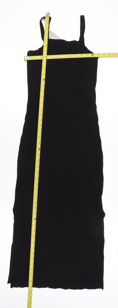 H&M Women’s Black Midi Slip Dress Size S Lyocell Blend