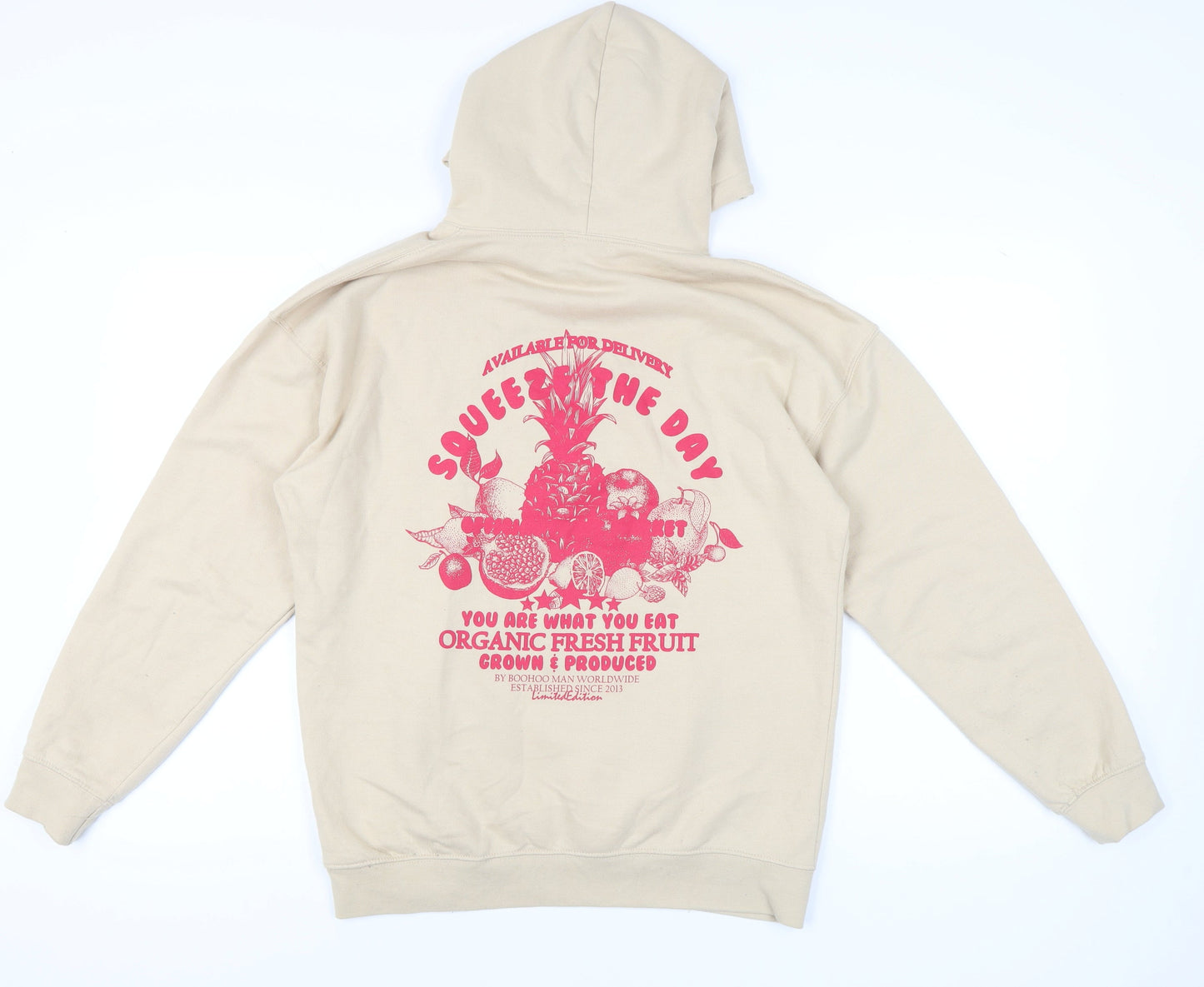 Mens UK Size S boohooMAN Beige Pullover Hoodie