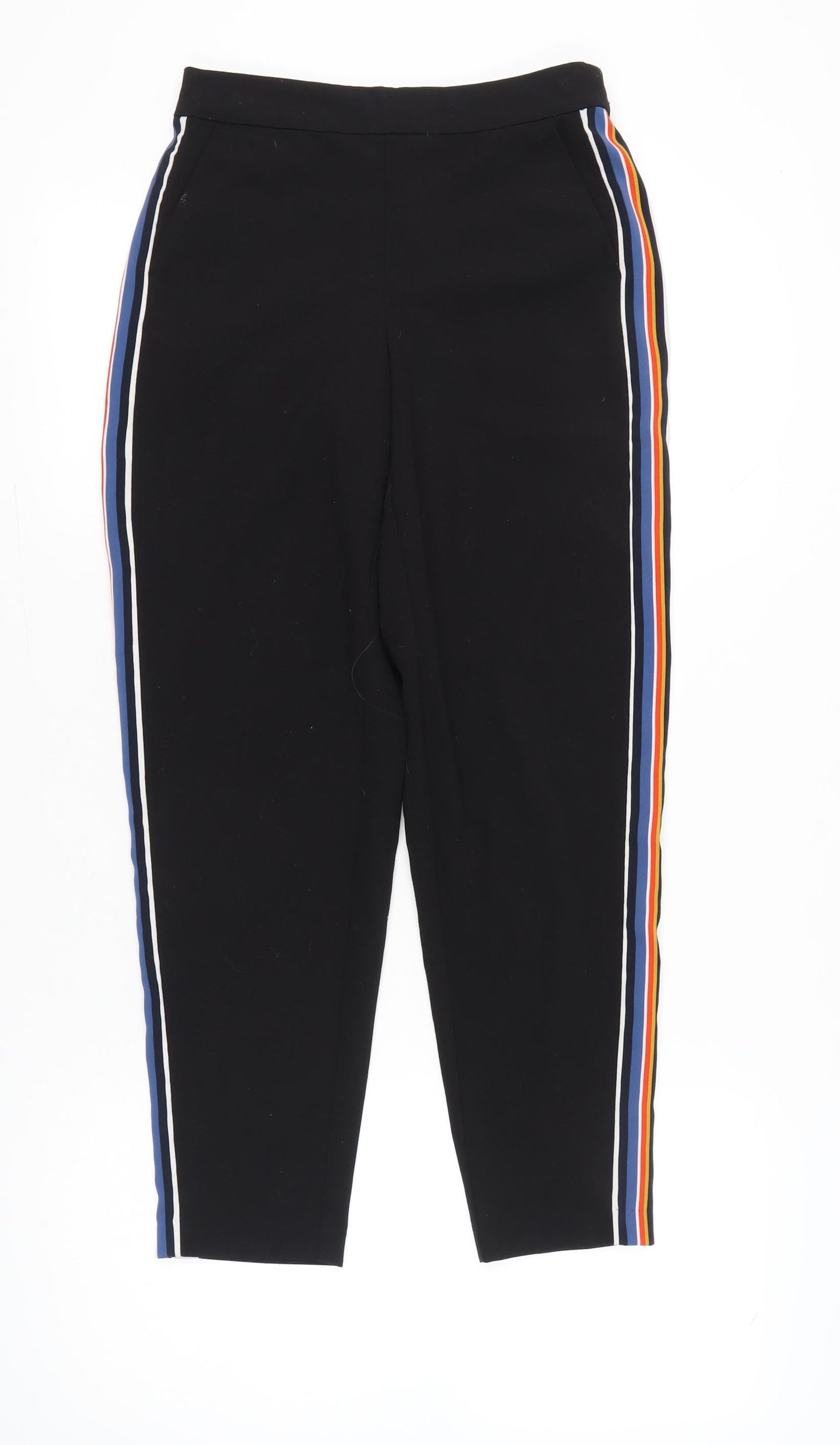 ONLY YOU Womens Black Jogger Trousers Size 8 Stripe Casual