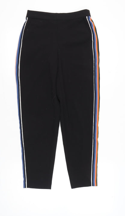 ONLY YOU Womens Black Jogger Trousers Size 8 Stripe Casual