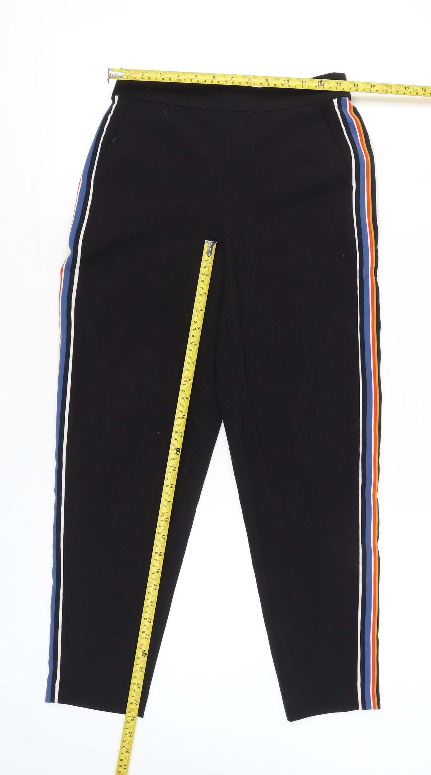 ONLY YOU Womens Black Jogger Trousers Size 8 Stripe Casual