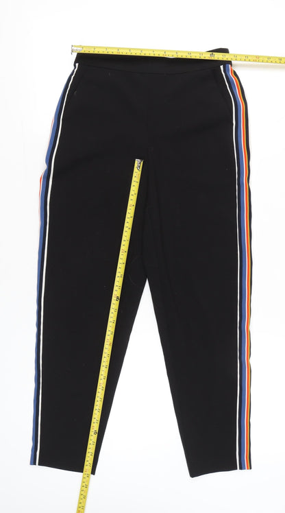 ONLY YOU Womens Black Jogger Trousers Size 8 Stripe Casual