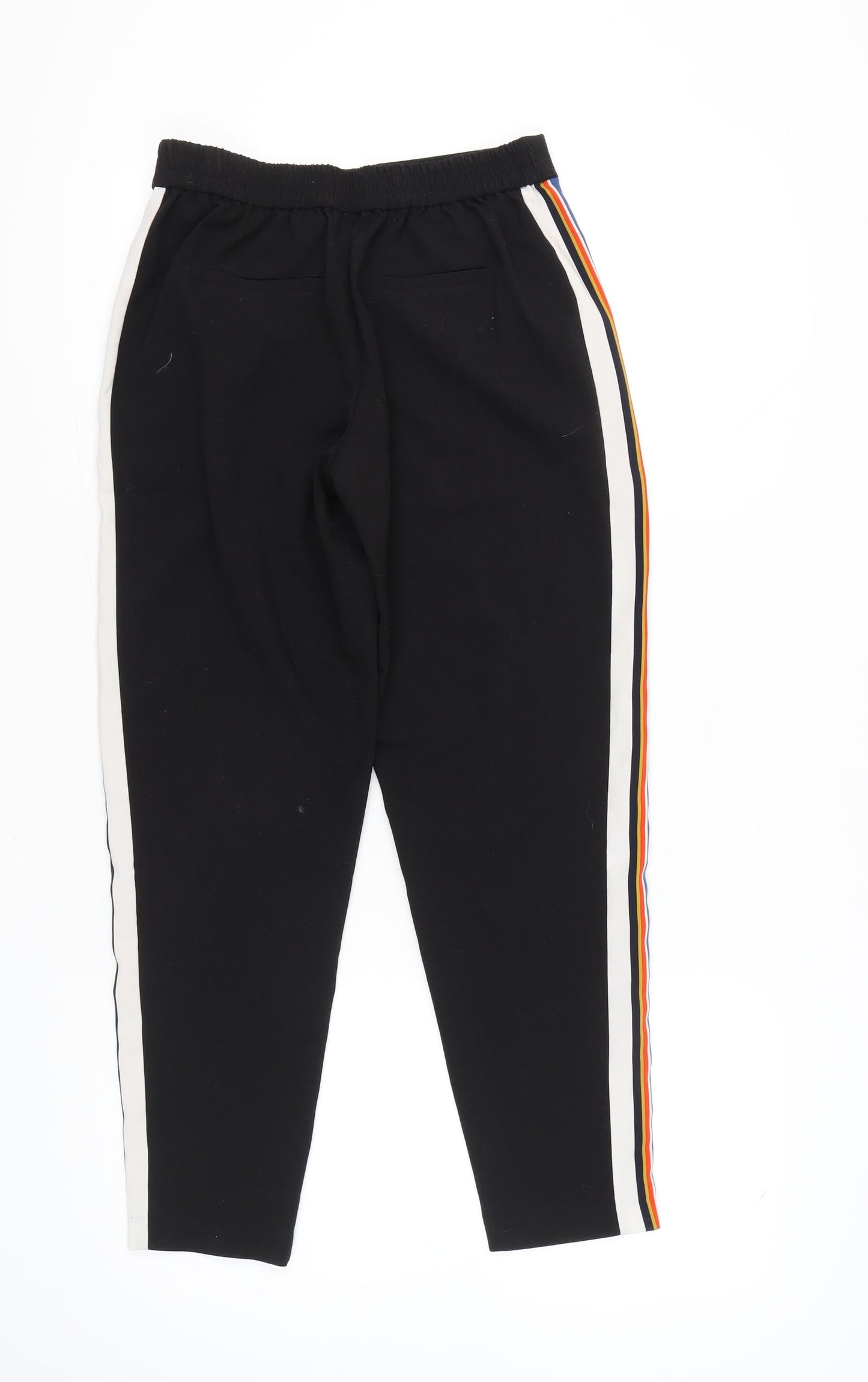 ONLY YOU Womens Black Jogger Trousers Size 8 Stripe Casual