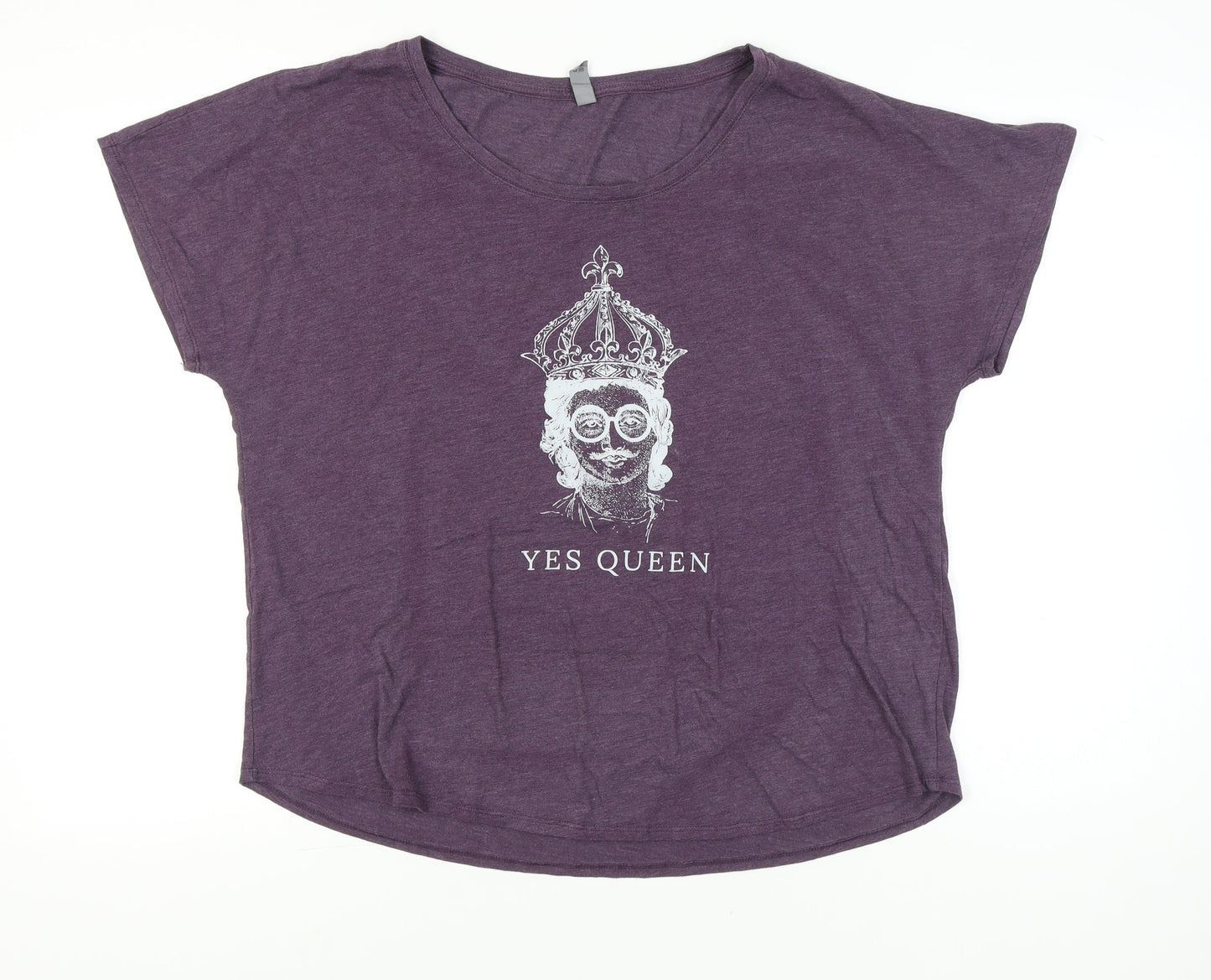 Next Level Women’s Purple 3XL Graphic T-Shirt Yes Queen Relaxed Fit