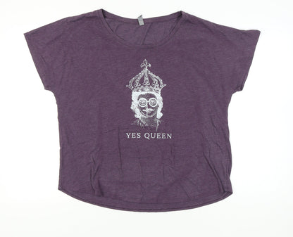 Next Level Women’s Purple 3XL Graphic T-Shirt Yes Queen Relaxed Fit
