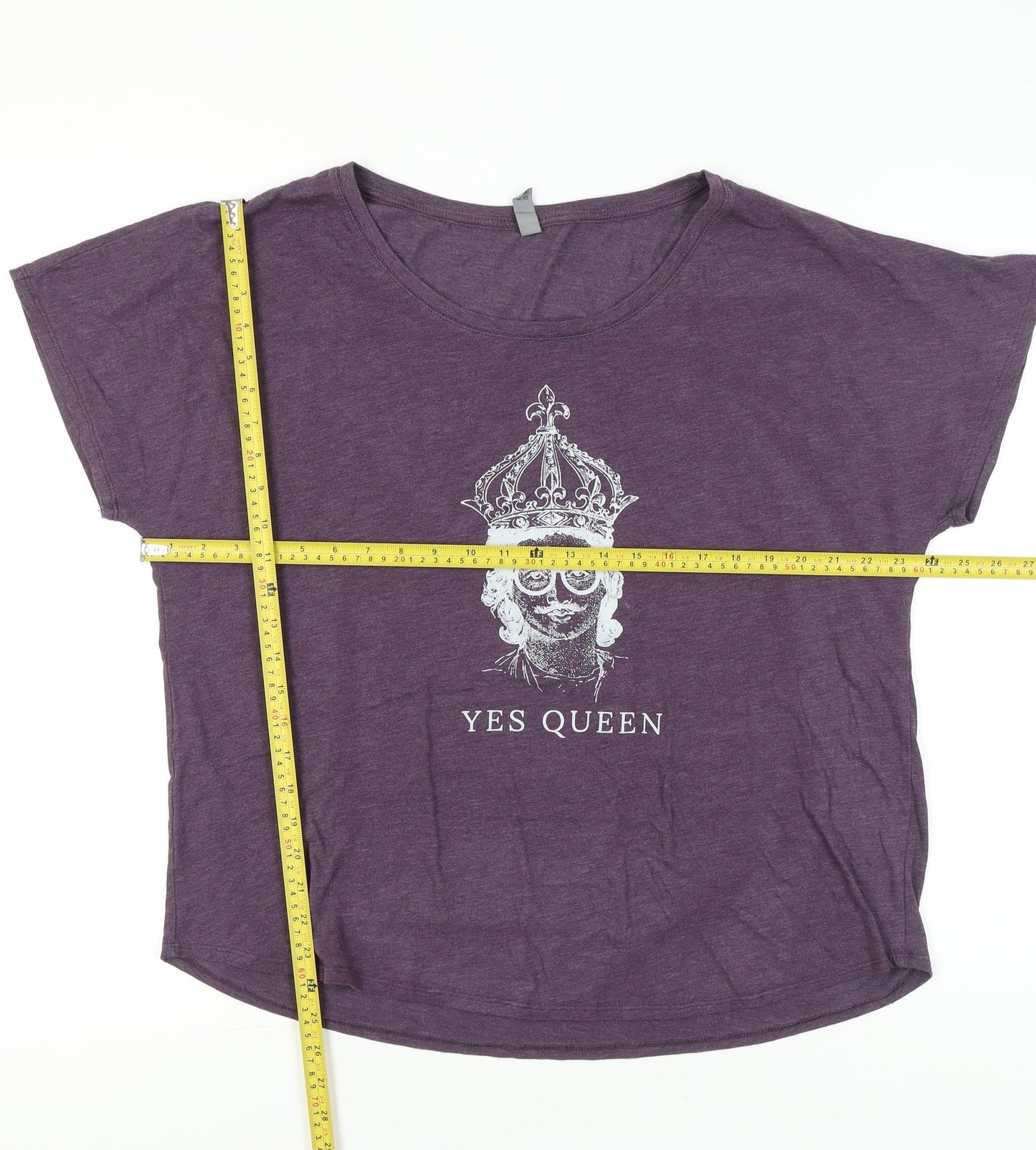 Next Level Women’s Purple 3XL Graphic T-Shirt Yes Queen Relaxed Fit