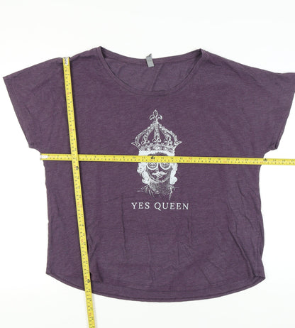 Next Level Women’s Purple 3XL Graphic T-Shirt Yes Queen Relaxed Fit