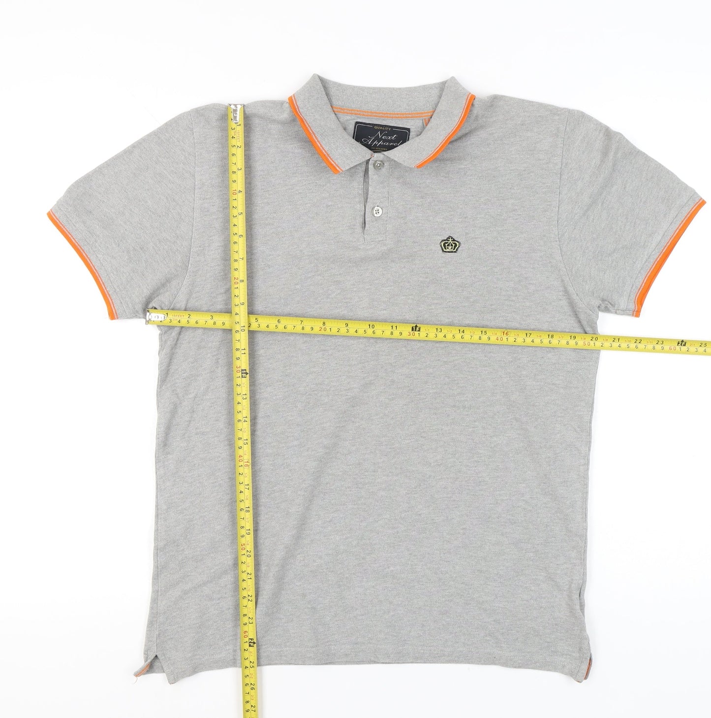 Next Men’s Grey Cotton Polo Shirt Medium Short Sleeve Casual