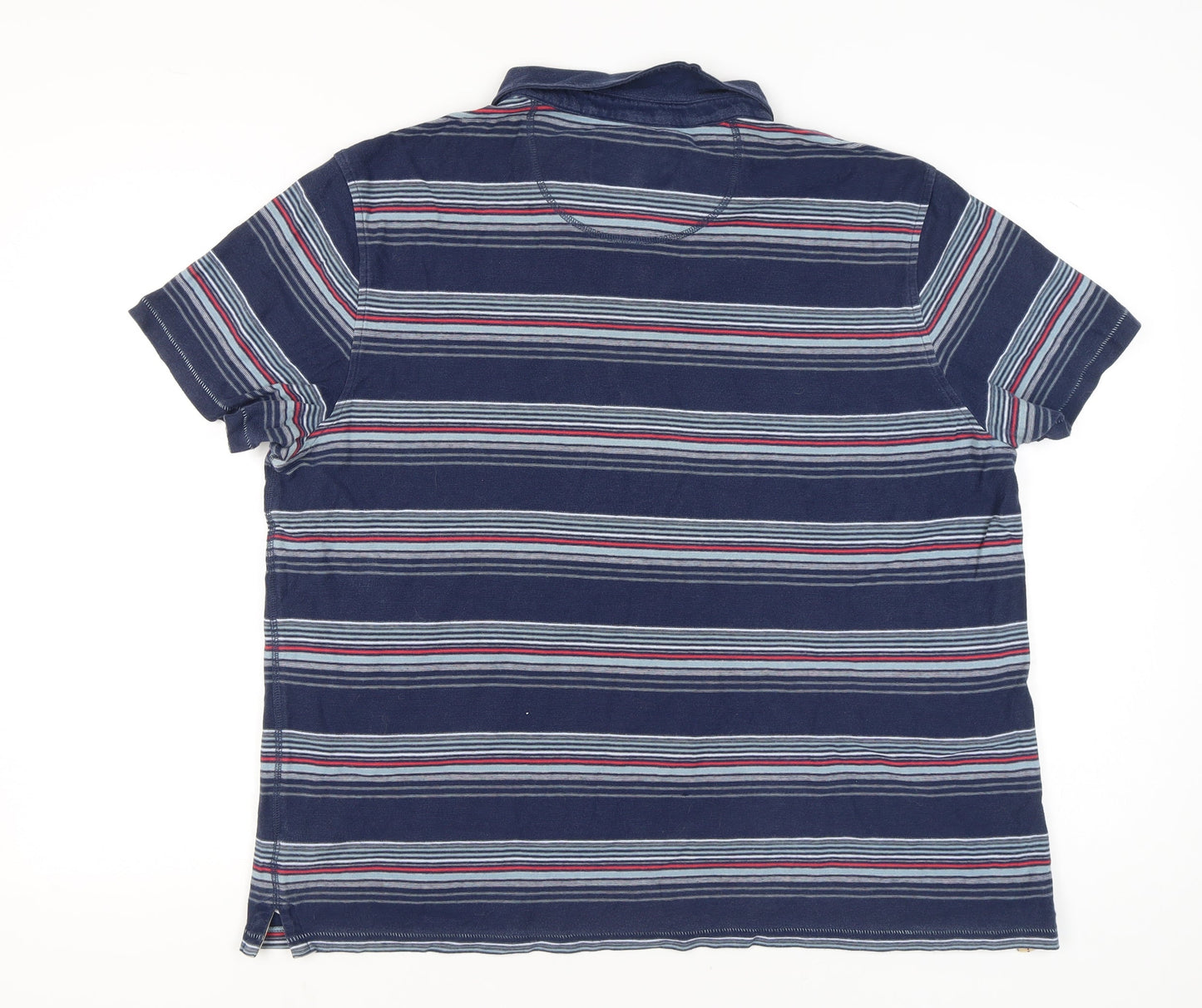 Marks and Spencer Men’s Blue 2XL Striped Cotton Polo Shirt