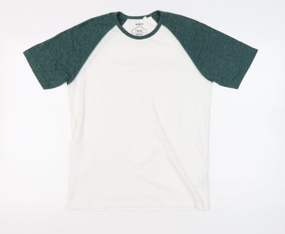 Next Men’s Slim Fit White Green Raglan Short Sleeve T-Shirt Size M