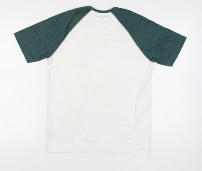 Next Men’s Slim Fit White Green Raglan Short Sleeve T-Shirt Size M