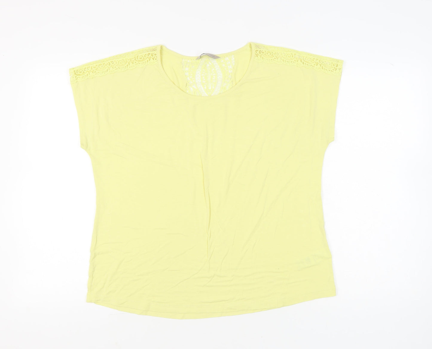 Marks and Spencer Women’s Yellow Lace Shoulder T-Shirt Size 16