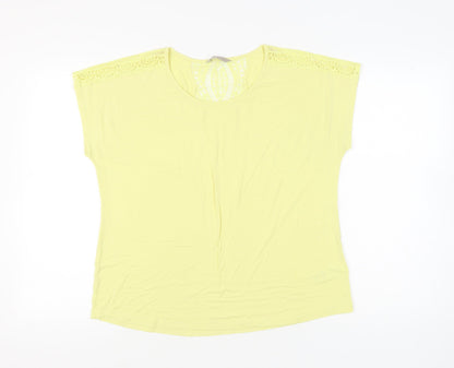 Marks and Spencer Women’s Yellow Lace Shoulder T-Shirt Size 16