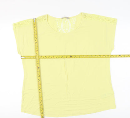 Marks and Spencer Women’s Yellow Lace Shoulder T-Shirt Size 16