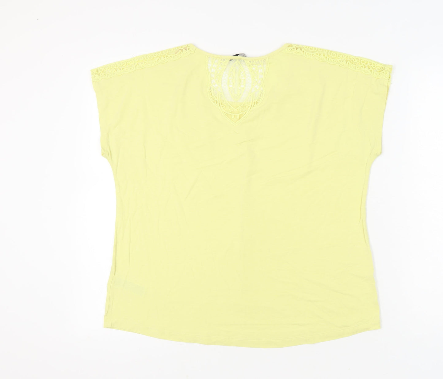 Marks and Spencer Women’s Yellow Lace Shoulder T-Shirt Size 16