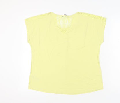 Marks and Spencer Women’s Yellow Lace Shoulder T-Shirt Size 16