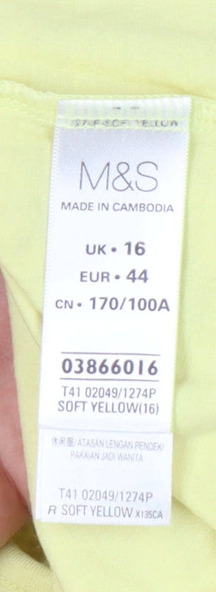Marks and Spencer Women’s Yellow Lace Shoulder T-Shirt Size 16