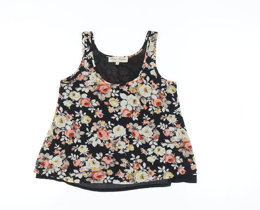 Parisian Collection Womens Black Floral Camisole Tank Top Size 8