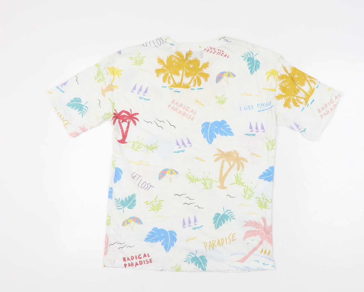 Zara Man Men’s Multicoloured Tropical Graphic T-Shirt Size S