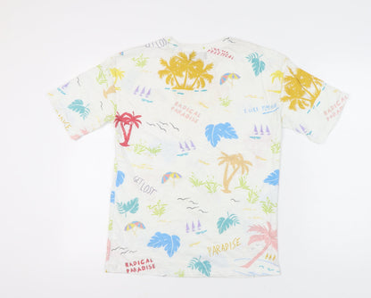 Zara Man Men’s Multicoloured Tropical Graphic T-Shirt Size S