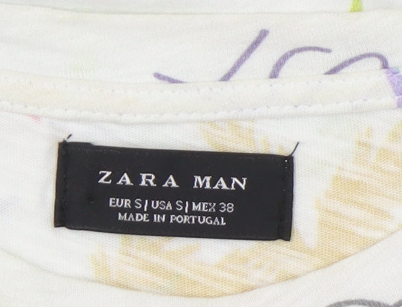 Zara Man Men’s Multicoloured Tropical Graphic T-Shirt Size S
