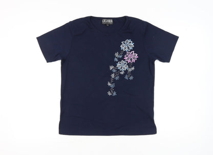 Womens UK Size S Casamia Blue Basic T-Shirt
