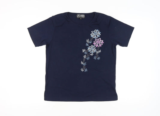 Womens UK Size S Casamia Blue Basic T-Shirt