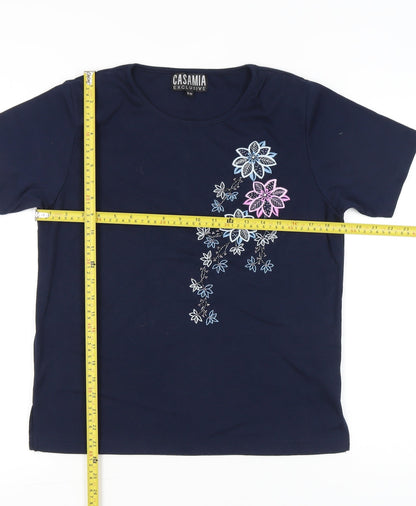 Womens UK Size S Casamia Blue Basic T-Shirt