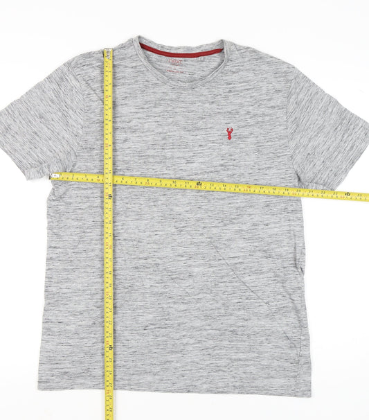 Next Men’s Grey Crew Neck Short Sleeve T-Shirt L Logo Cotton Blend