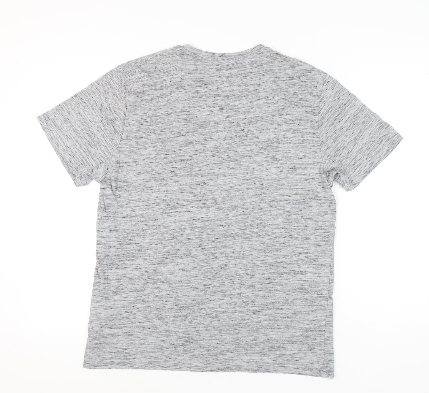 Next Men’s Grey Crew Neck Short Sleeve T-Shirt L Logo Cotton Blend