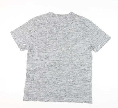 Next Men’s Grey Crew Neck Short Sleeve T-Shirt L Logo Cotton Blend